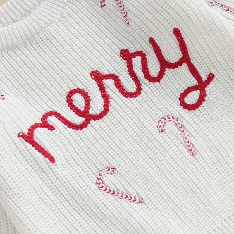 Merry Christmas children girls boys knitted sweaters long sleeves candy bars embroidery crochet latte art children Knitwear W241025