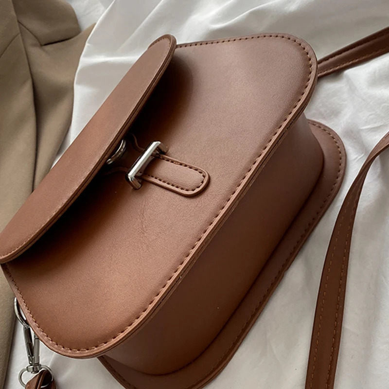 Fashion Women Crossbody Saddle Bag PU Leather Small Handbags Purses Retro Semicircle Messenger Bags Female Clutch Tote 241017