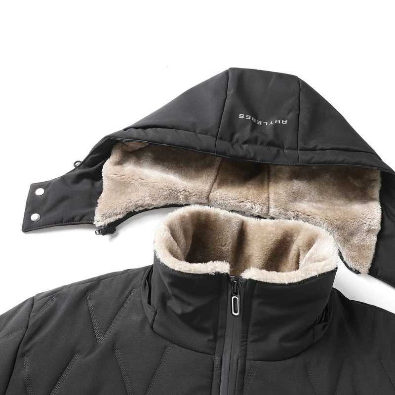 Mens warm Flce winter jacket new plus size hood Parka cashmere thick jacket oversized with fur leather jacket apron jacket W241024