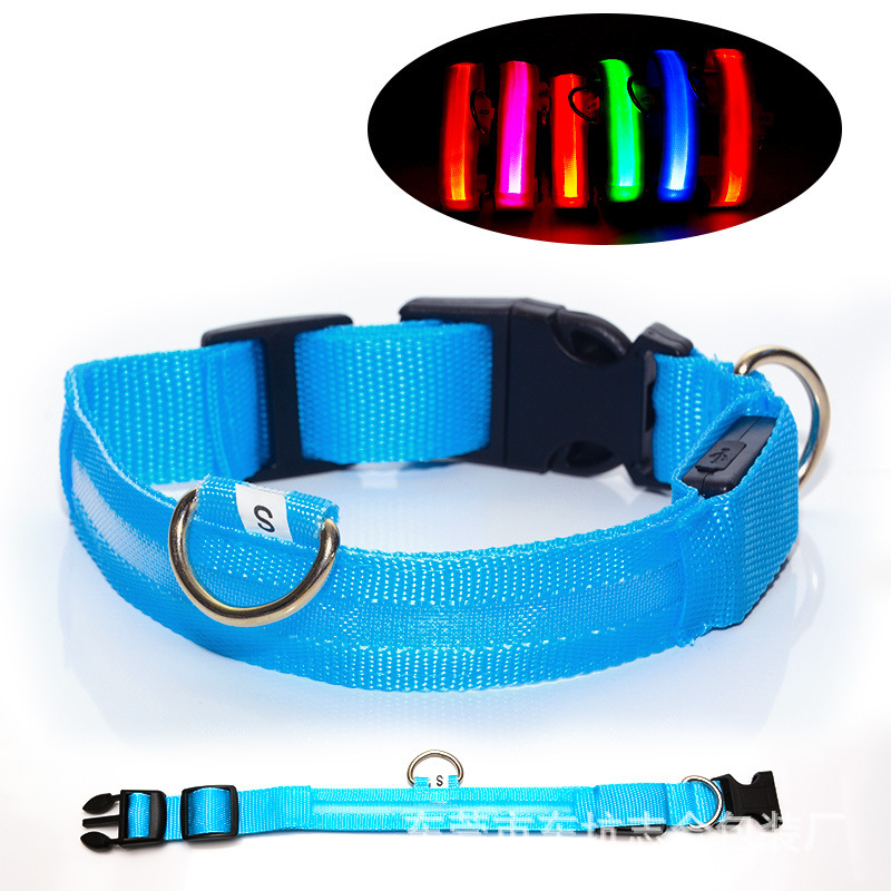 Dog Collars LED anti-loss collar dog collar cross-border pet night luminous USB rechargeabled;Fashion Casual Adjustable Dogs Cats Neck Strap Cute Pet 