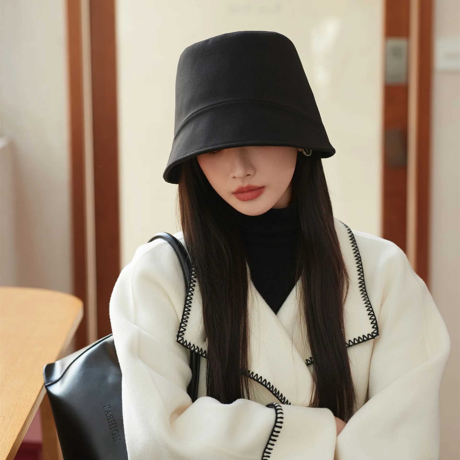 New fisherman hat female spring and fall veiled hundred take show face small bucket basin hat sun hat subX241025