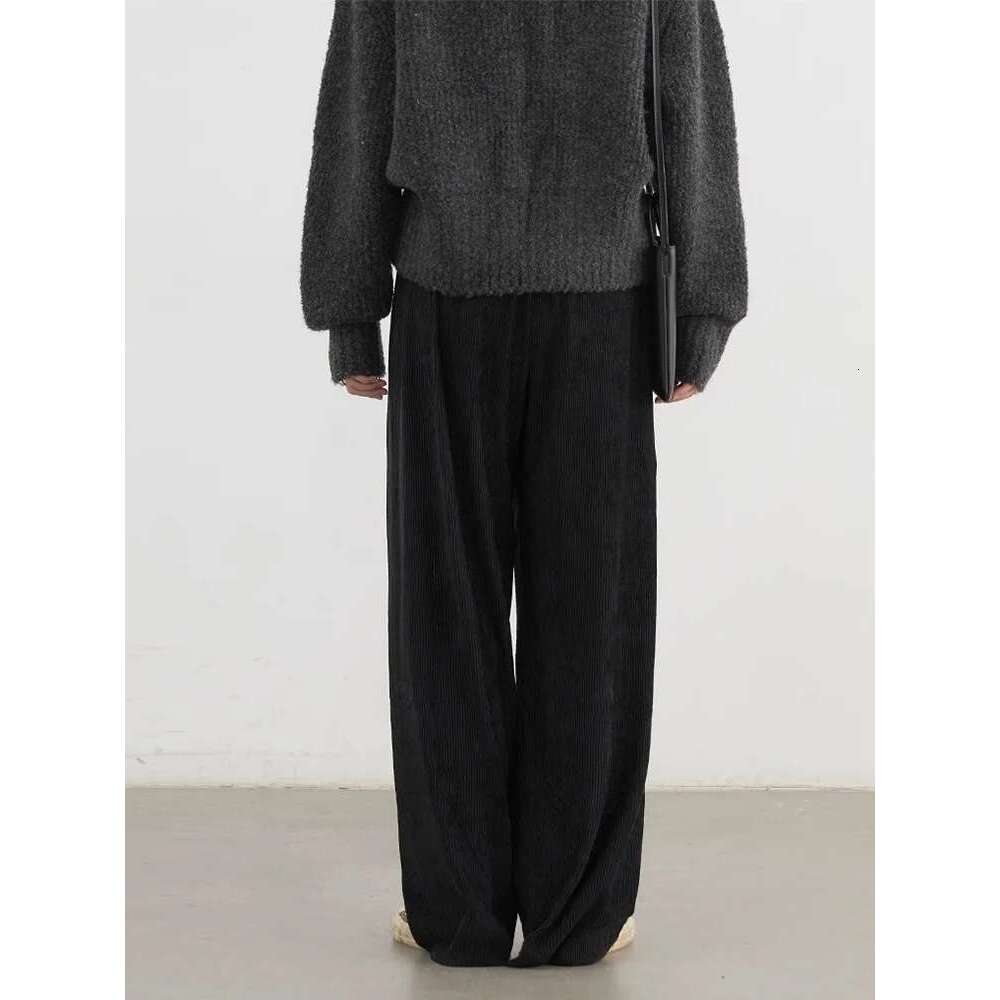 CHIC VEN Women's Pant High Waisted Loose Casual Trousers Straight Wide Leg Sport Pants Elastic Waist Autumn Winter 2024