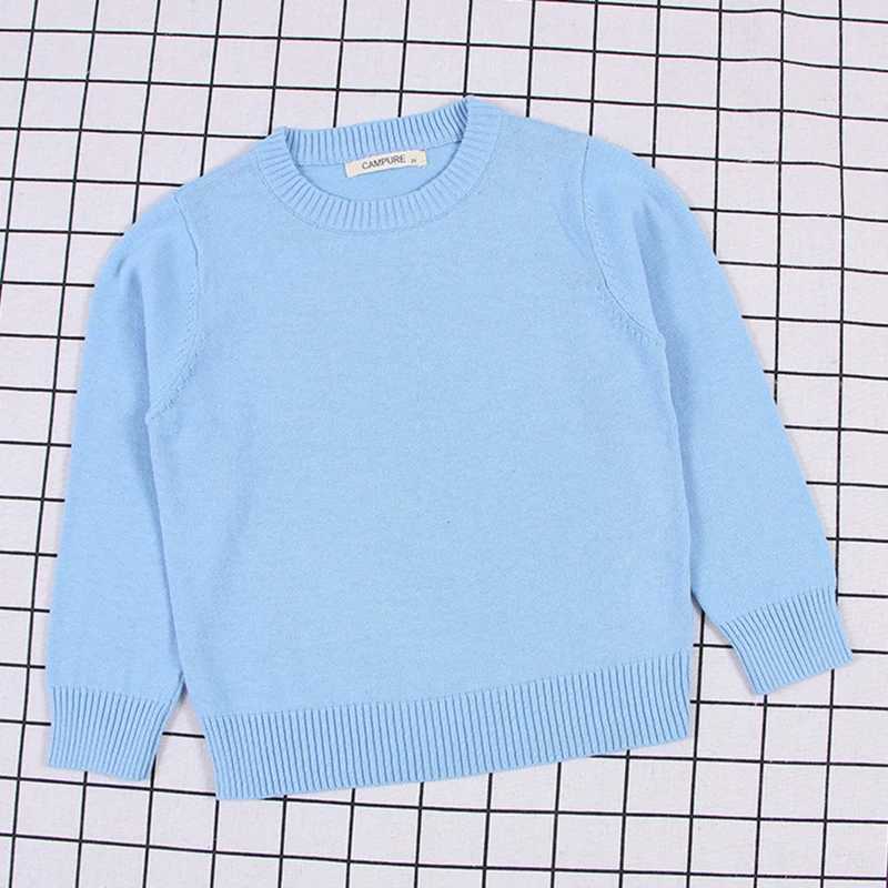 Childrens Baby Boys and Girls Solid Color Pullover Sweater Casual Autumn Baby Boys and Girls Long Sleeve Candy Color Knitted Childrens Sweater W241025
