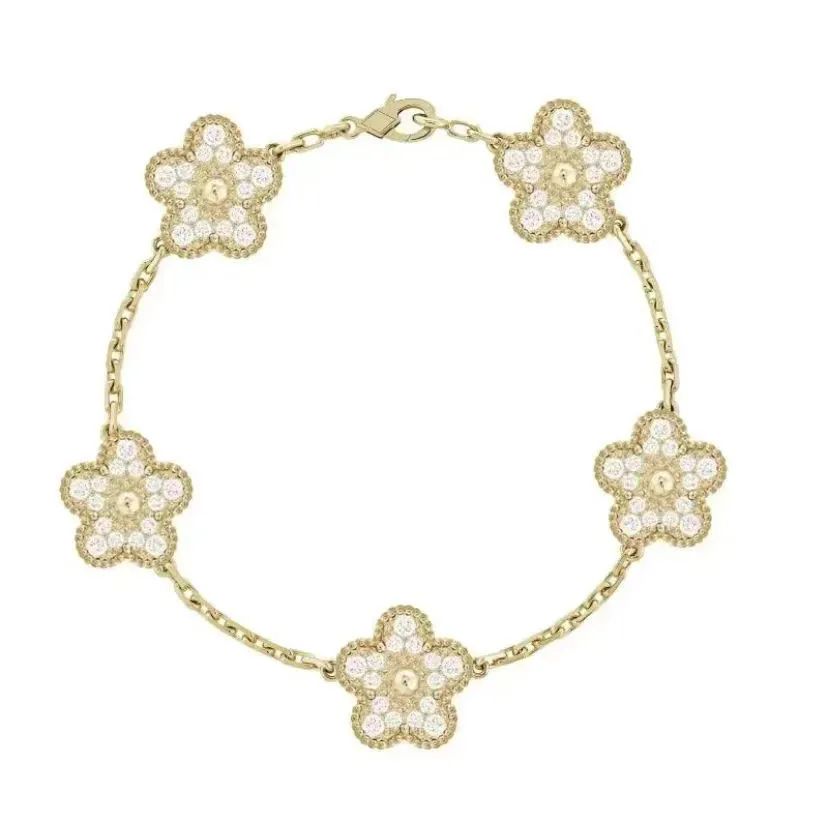 Four leaf clover charm bracelets fine jewelry mother of pearl white black red lady moissanite bracelet designer for women popular designer bag