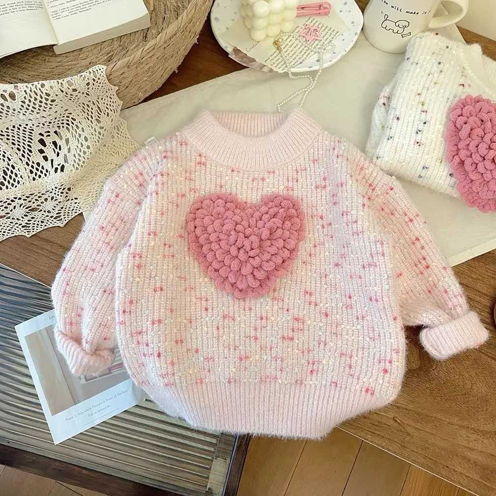 Girls mink wool sweater likes new autumn and winter fashion princess style childrens thick bottom sweater W241025