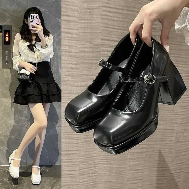High Quality New Fi White Platform Pump Suitable for Women Super High Heels Buckles Mary Jane Shoes Thick High Heels Party Shoes T241024