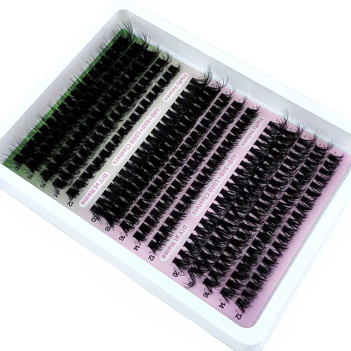 15 rows of fluffy eyelash clusters 60D+80D+100D natural thick eyelash clusters D/CC/DD curled personal eyelashes DIY eyelash extensionW241024