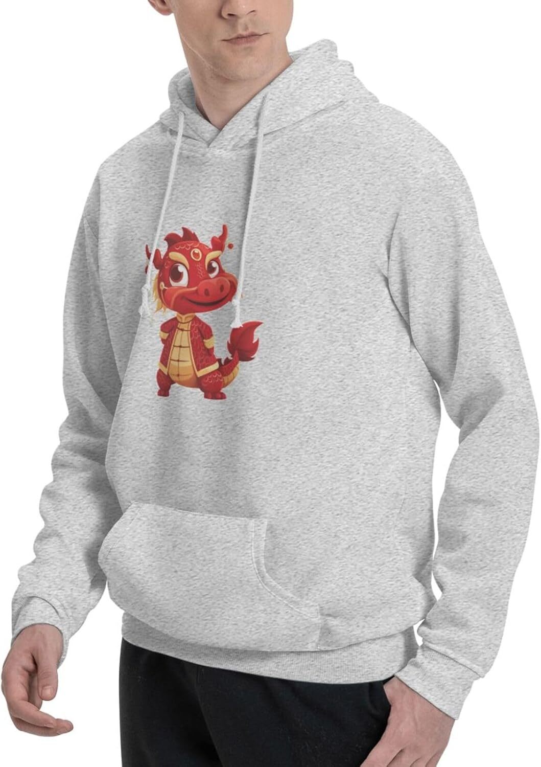 Hoodie for Mens cout Funny Cartoon cute Chinese Dragon Print Hoodie for Women Men Animals Lovers Pullover Hoodies Sweatshirt Clothing Graphic