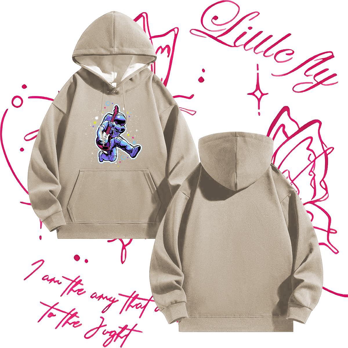 Fashion Design Men Hoodie Daily Wear Loose Fit Hoodie Pullover Hooded Collar Long Sleeve Plus Size Cartoon Tops Hoodie Warm Fleece