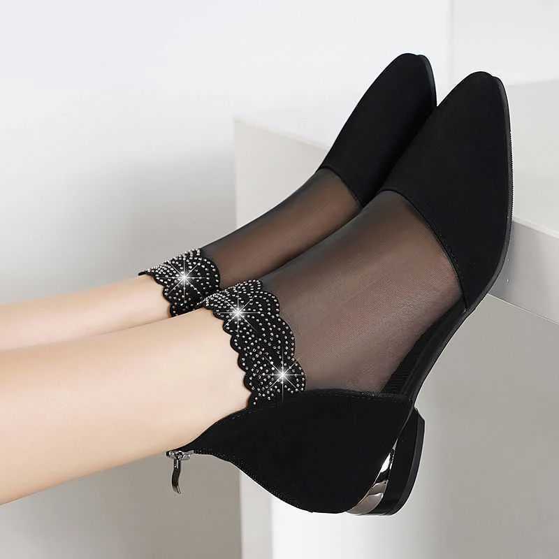 High Quality New Summer Sandals High Toe Womens Shoes Black Lace Ankle Flower Rhine Zipper Flower Casual Sandals T241024