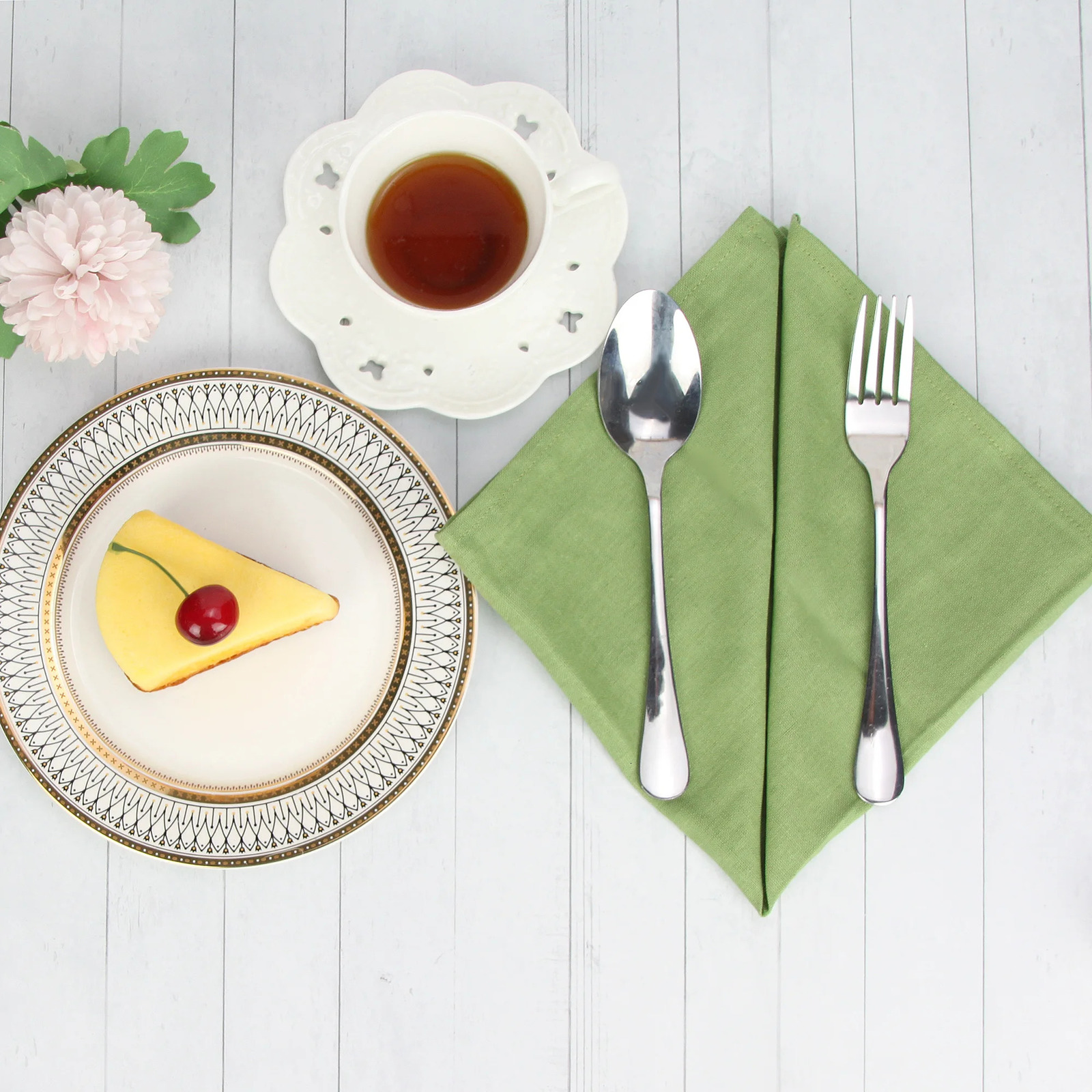 A set of 12 pieces of 40x40cm cotton linen blend napkins soft dining table tea towels used for home and activities 241024