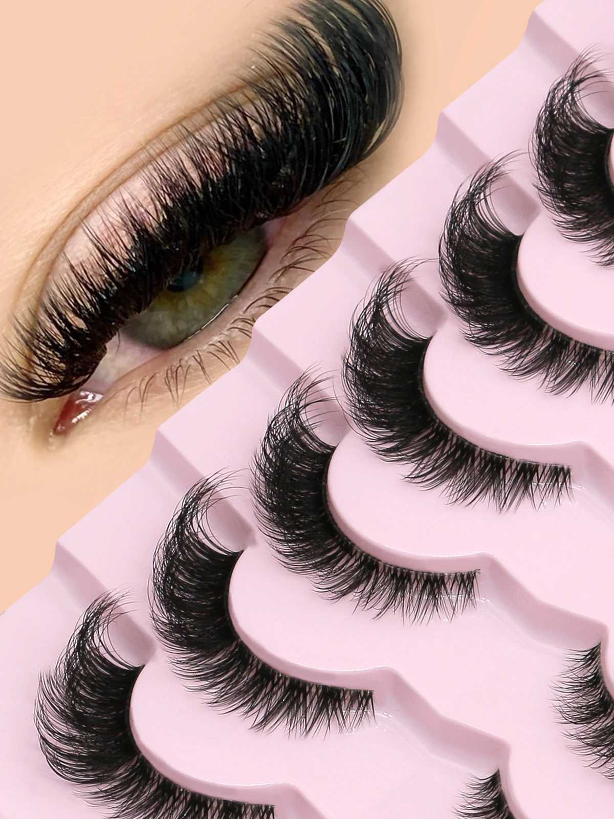 Groinneya feline eyelashes natural long transparent band eyelashes wingtip eyelashes enhanced eyelashes artificial mink eyelashes makeupW241024