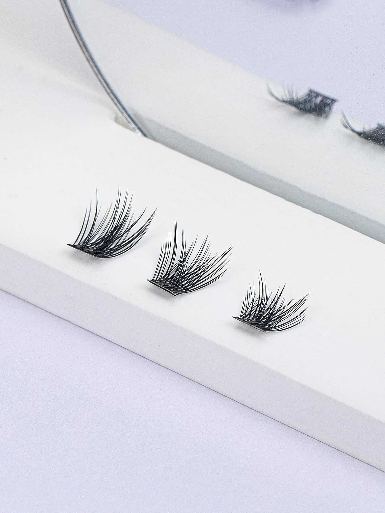 Personal eyelash extension cluster full volume natural appearance 9-16MM DIY false eyelash mink with adhesive and sealing tweezerW241024