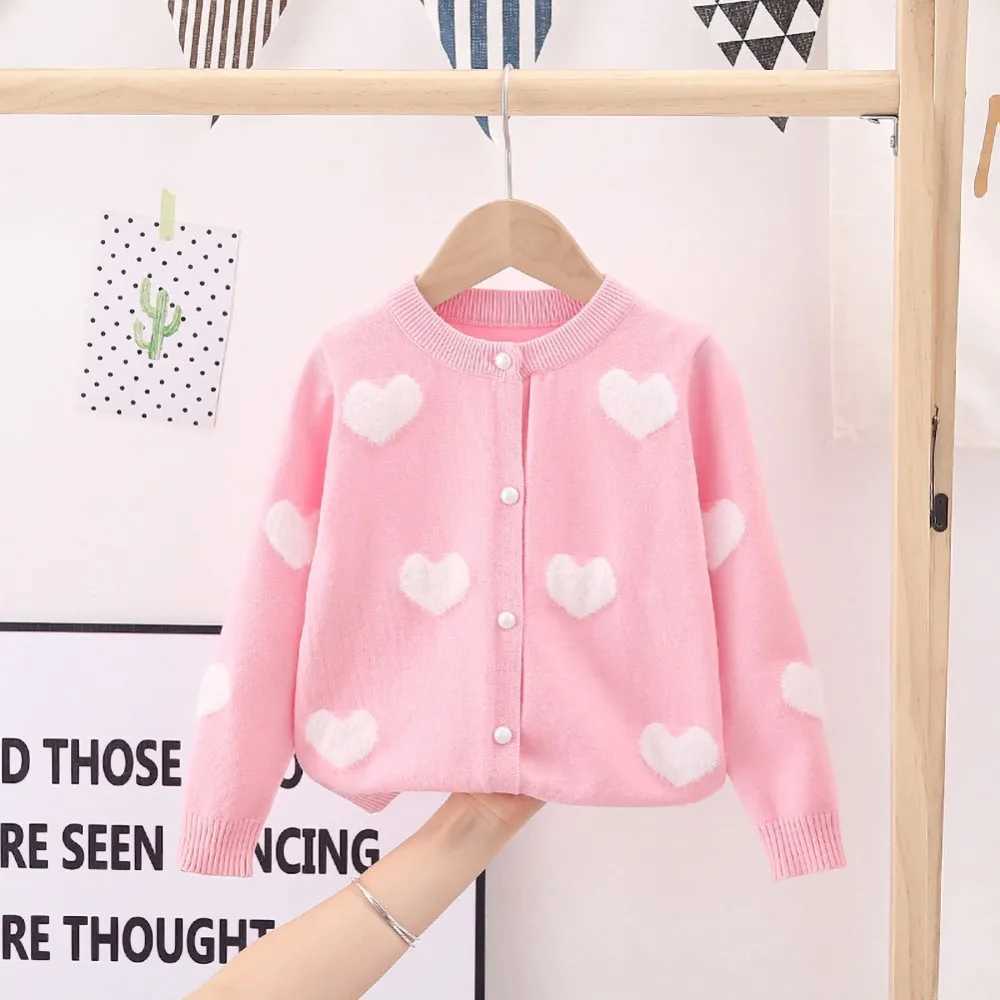 New 2024 Baby Girl Fashion Knitted Open Knitted Woolen Sweater Childrens Autumn Warm Embroidered Button Sweater Coat Cotton T-shirt W241025