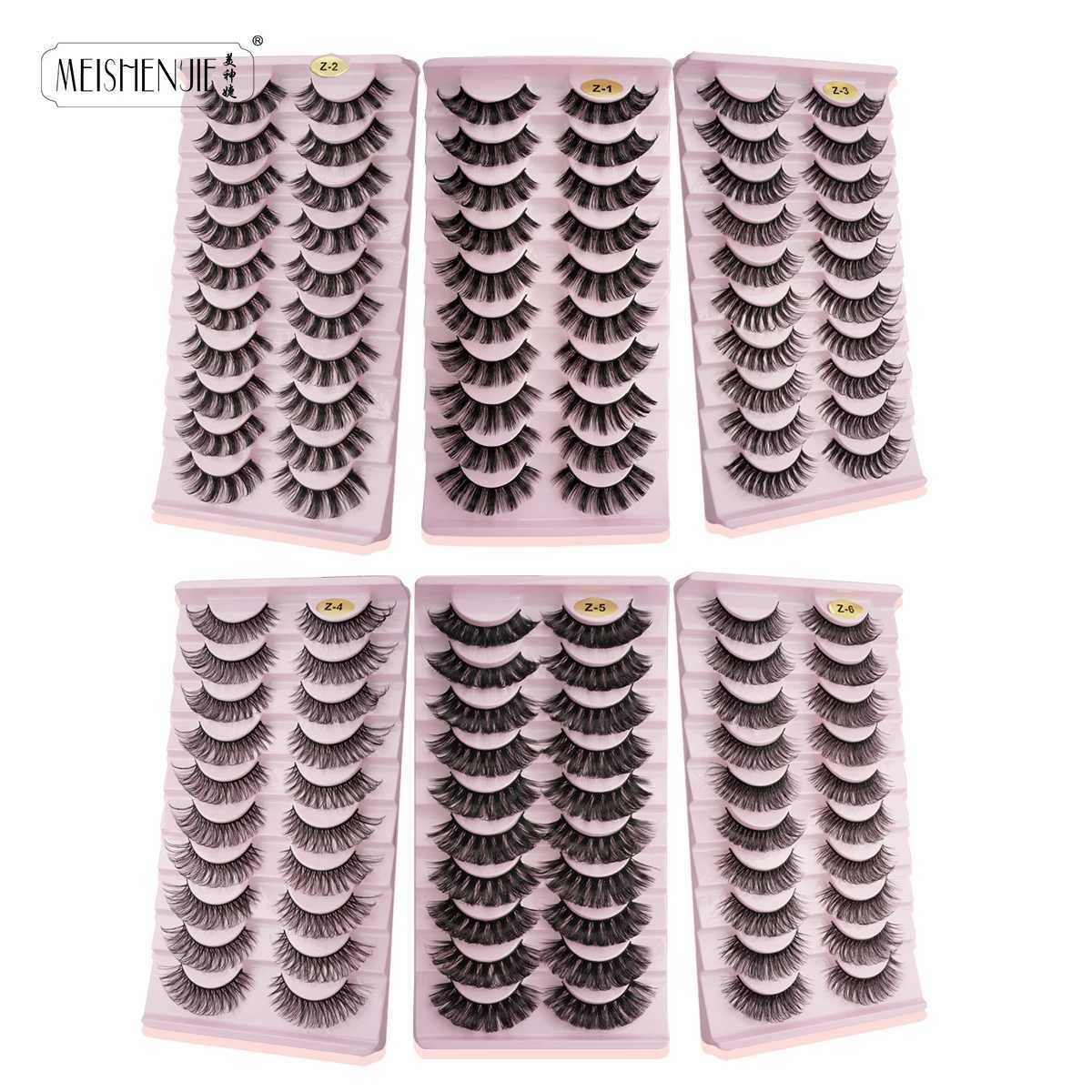 Artificial Cils 5/10 Double 3D Mink Eyelash Natural Long Wispy Fluffy Handmade Fake Eyelash Makeup Tool Full Eyelash MaquillajeW241024
