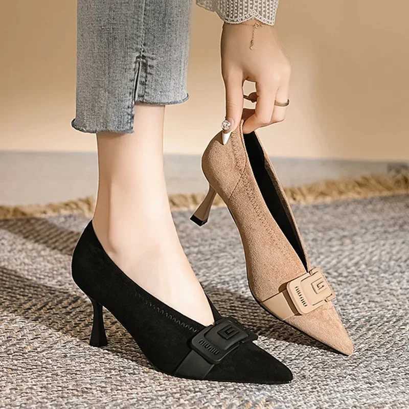 High Quality Sexy High Heels Womens Suede Corner Heels Autumn Designer Elegant Dress Shoes New Party Zapatos Pump Womens T241024