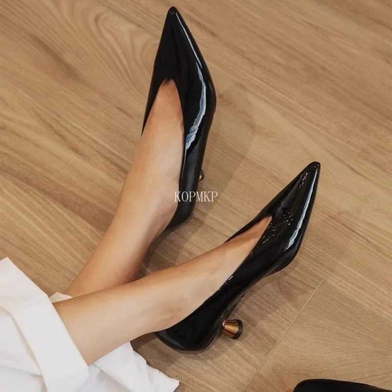 High Quality New Womens Boat Shoes Pointed Toe Pumps Kitten Heels Dress Shoes Office Womens Black Spring Autumn Womens Shoes T241024