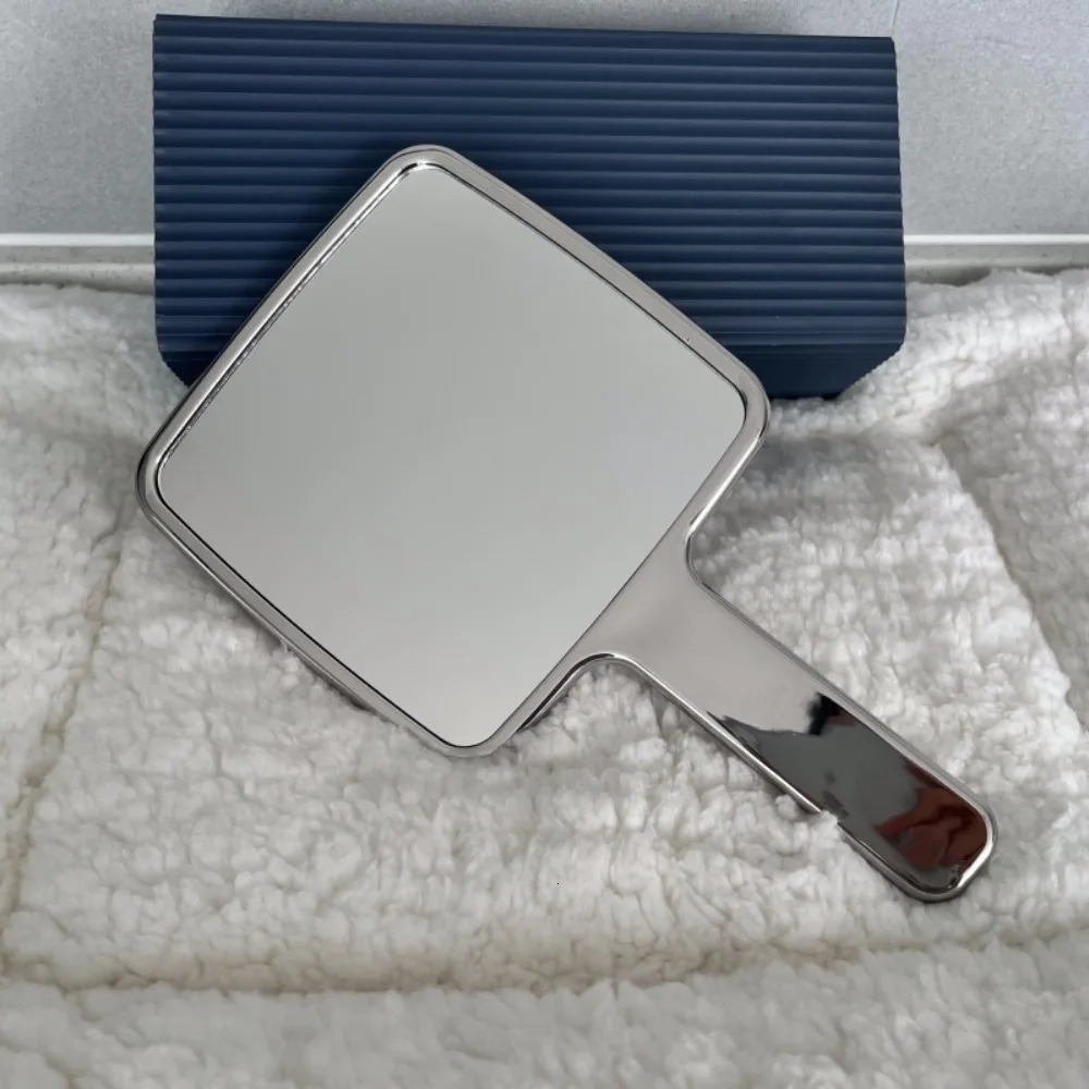Electroplated Handle Makeup Mirrors HD Beauty Portable Round Hand Square Small Make Up Mirror 241024