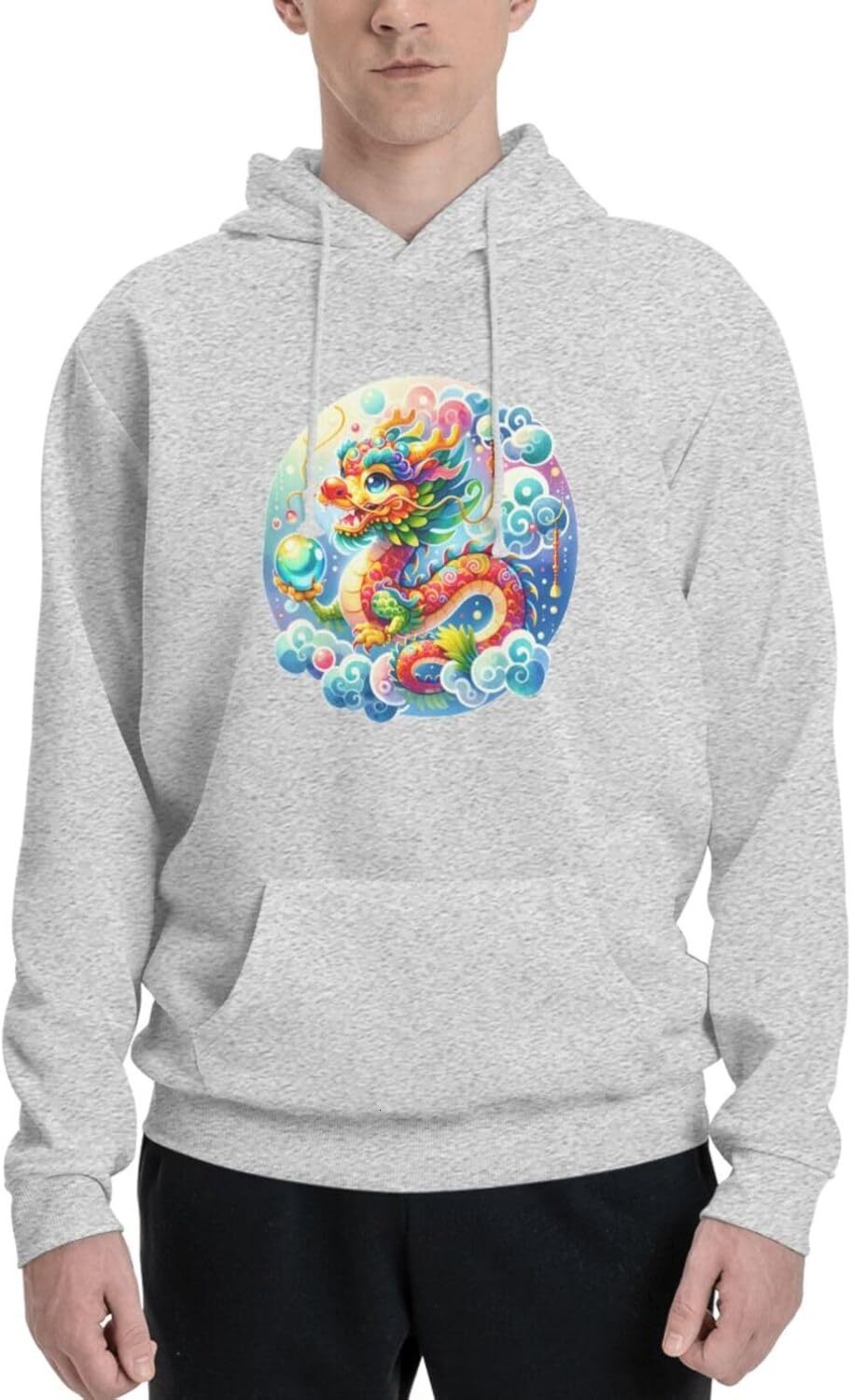Hoodie for Mens Womens Funny Cartoon Chinese Dragon Print Hoodie for Men Animals Sweatshirt Clothing Graphic simple fashion