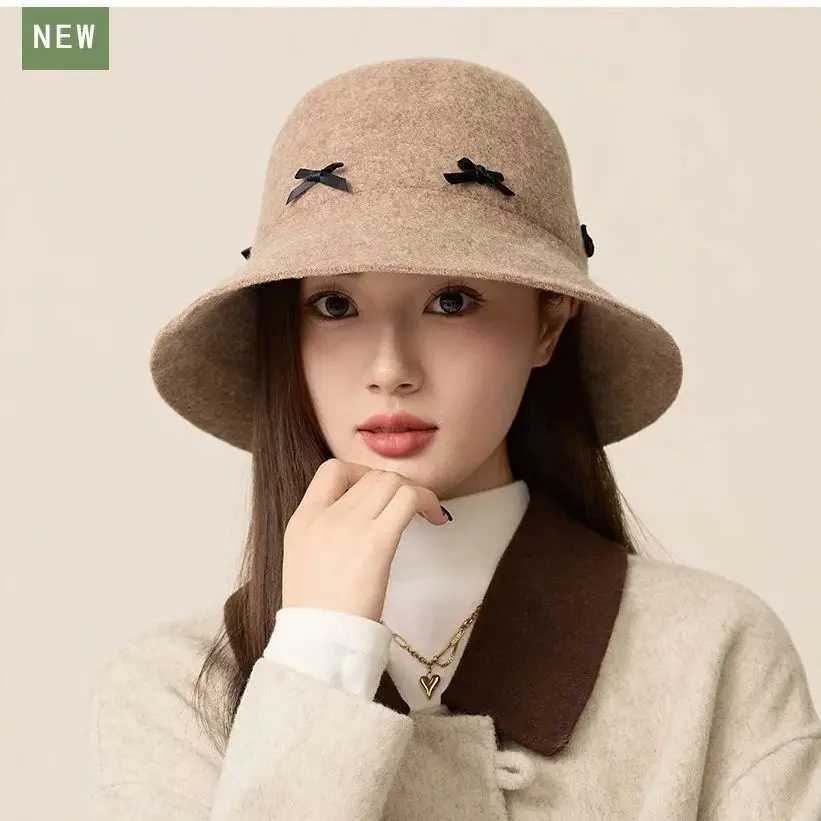 Wool Cap Design Model Felt Fishermans Hat Light Luxury Simple Elegant Show Face Small Wool Tweed Basin HatX241025