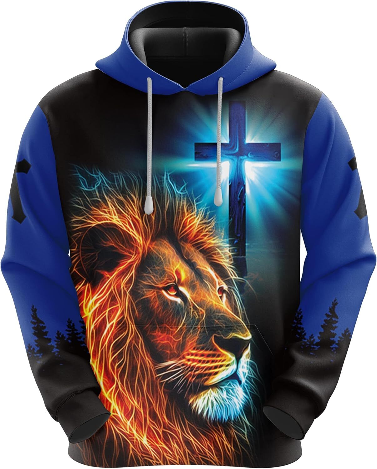 Hoodie for Mens Womens Unisex Hoodie 3D Printed Christain Lion Forest Pullover Hooded Sweatshirt Hoodies With Big Pockets Graphic Hoodies Make-believe