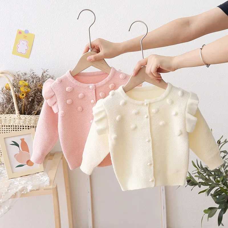 Baby girl sweater toddler girl long sleeved cotton cardigan skydiving wool knitted fabric childrens cartoon ruffles childrens clothing EY08142 W241025