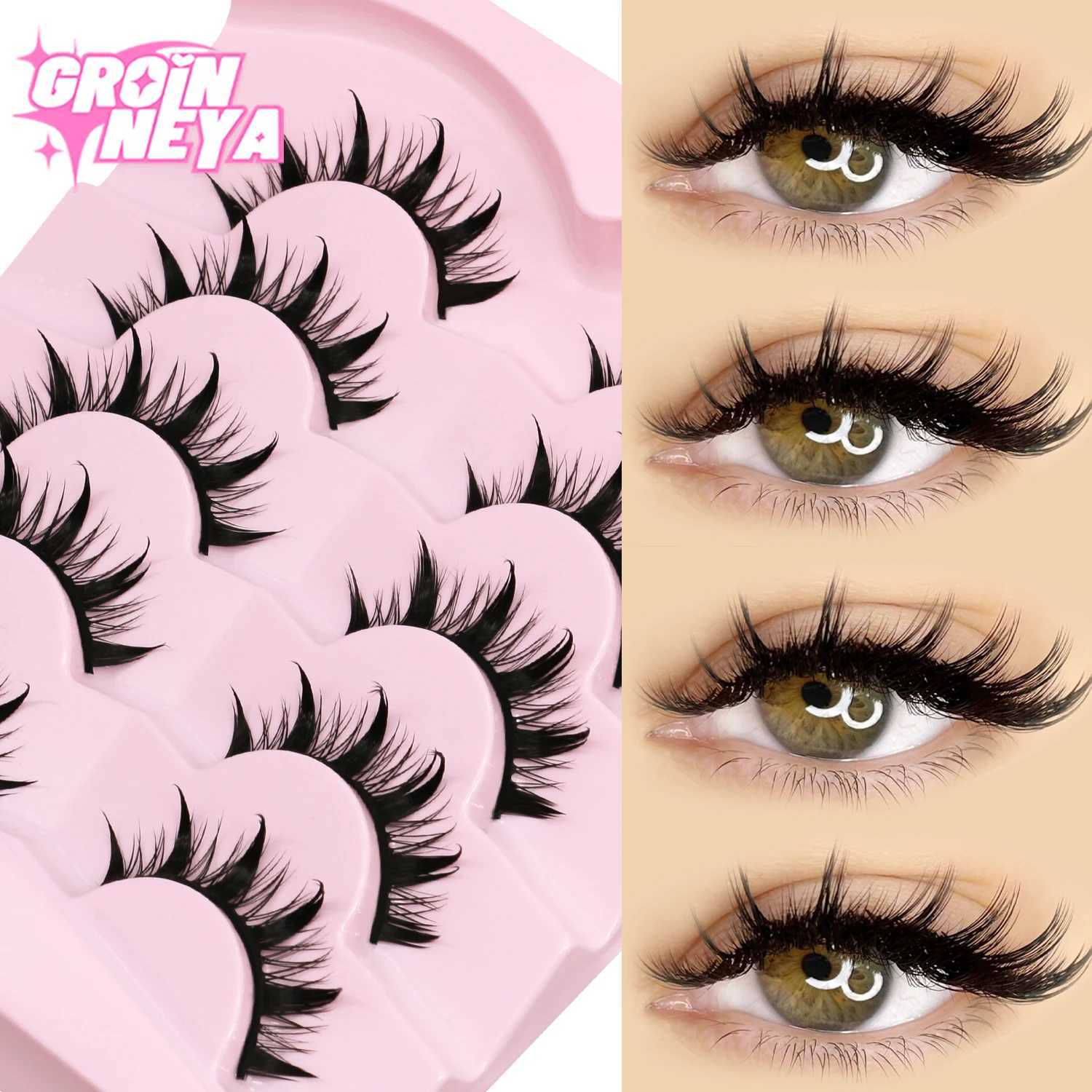 Groinneya new manga eyelashes soft natural eyelashes devil eyelashes manga eyelashes daily date makeup eyelashes Wispy eyelashesW241024