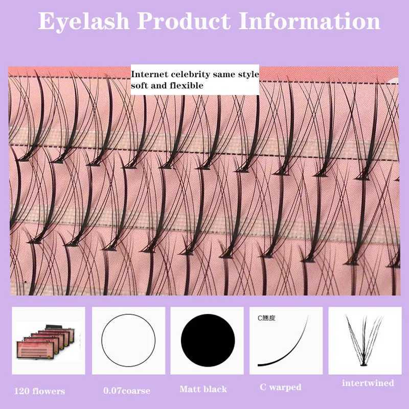Anlinnet Professional Makeup 60 Clusters Personal Clusters Eyelash Single Cluster M Sand Eyelash Graffiti False EyelashW241024