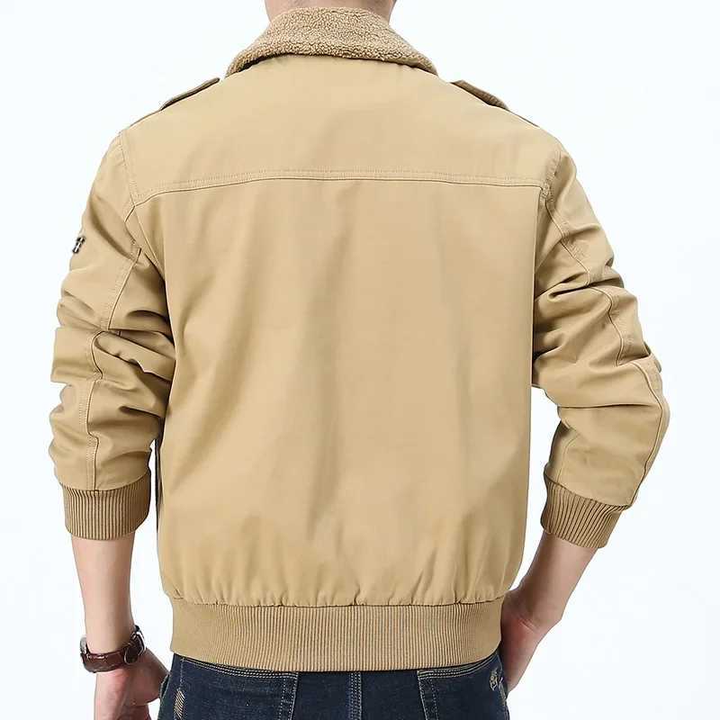Mens Flce Thick Cashmere Winter Jacket Flce Thick Warm Jacket Solid Color Zipper Windproof Jacket W241024