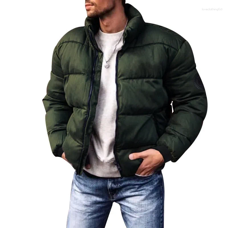 Men's Down Winter Cotton Jacket With Stand Up Collar And Casual Jacketsthick Zipper Coat Parkas