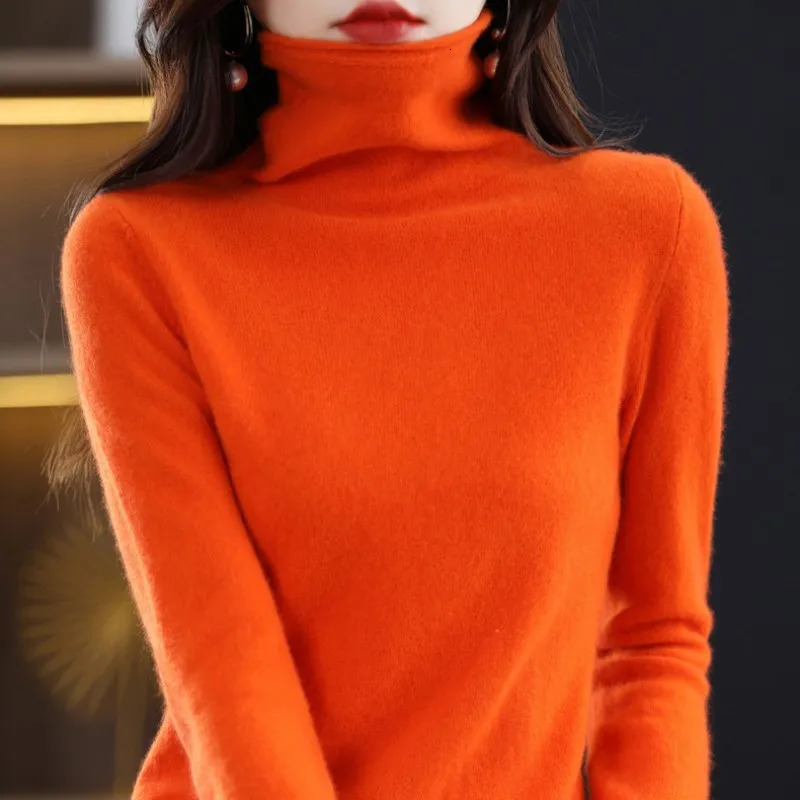 Smpevrg 100% Wool Knitted Women Sweaters And Pullovers Long Sleeve Turtleneck Warn Female Pullover Kintted Tops Jumper Clothes 241021
