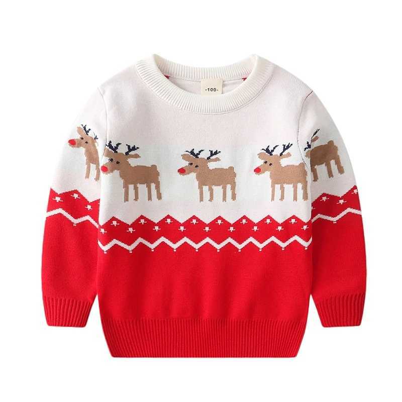Autumn and winter clothing childrens girls Christmas sweaters long sleeves deer knitted floral tops childrens clothing boys jackets W241025