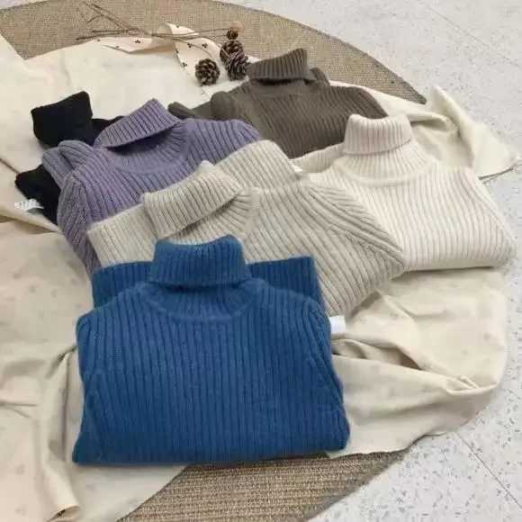 Boys and Girls Autumn and Winter Thick Bottom Sweaters Girls Sweaters Girls High Neck From Inside Out W241025