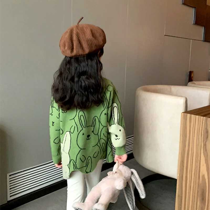 Girls sweater wool jacket Knitwear 2022 beautiful thick warm winter autumn windproof cotton childrens clothing W241025