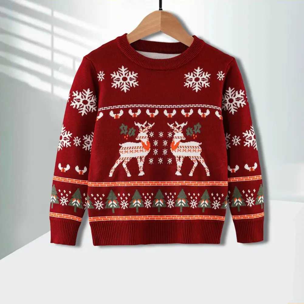 Childrens Christmas Sweater Comfortable Cartoon Design Childrens Christmas Sweater Boys and Girls Fun Winter Neutral New Years Sweater W241025