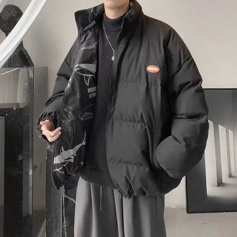 Autumn and Winter Mens Down Jacket Loose Casual Day Y2k Cotton Pad Jacket Solid Color Double Strand Cashmere Park W241024