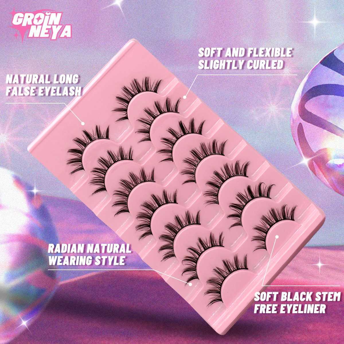 Groinneya 5/7 pairs of eyelash comics natural false eyelashes fluffy and soft cross fairy little devil eyelashes extended makeupW241024