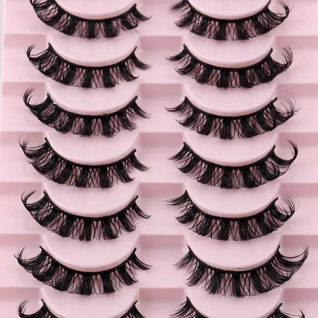 10 pairs of Russian striped eyelashes D-curled false eyelashes natural appearance fluffy volume Wispy Russian eyelashes 3D effect false eyelashesW2410