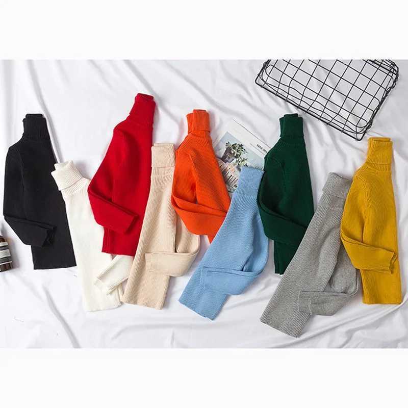 1-6Y Boys and Girls Turtleneck Sweater Autumn Baby Sweater Childrens Winter Knitted Bottom Boys Sweater Vetement Baby W241025