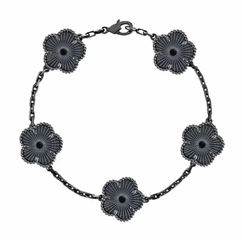 Four leaf clover charm bracelets fine jewelry mother of pearl white black red lady moissanite bracelet designer for women popular designer bag