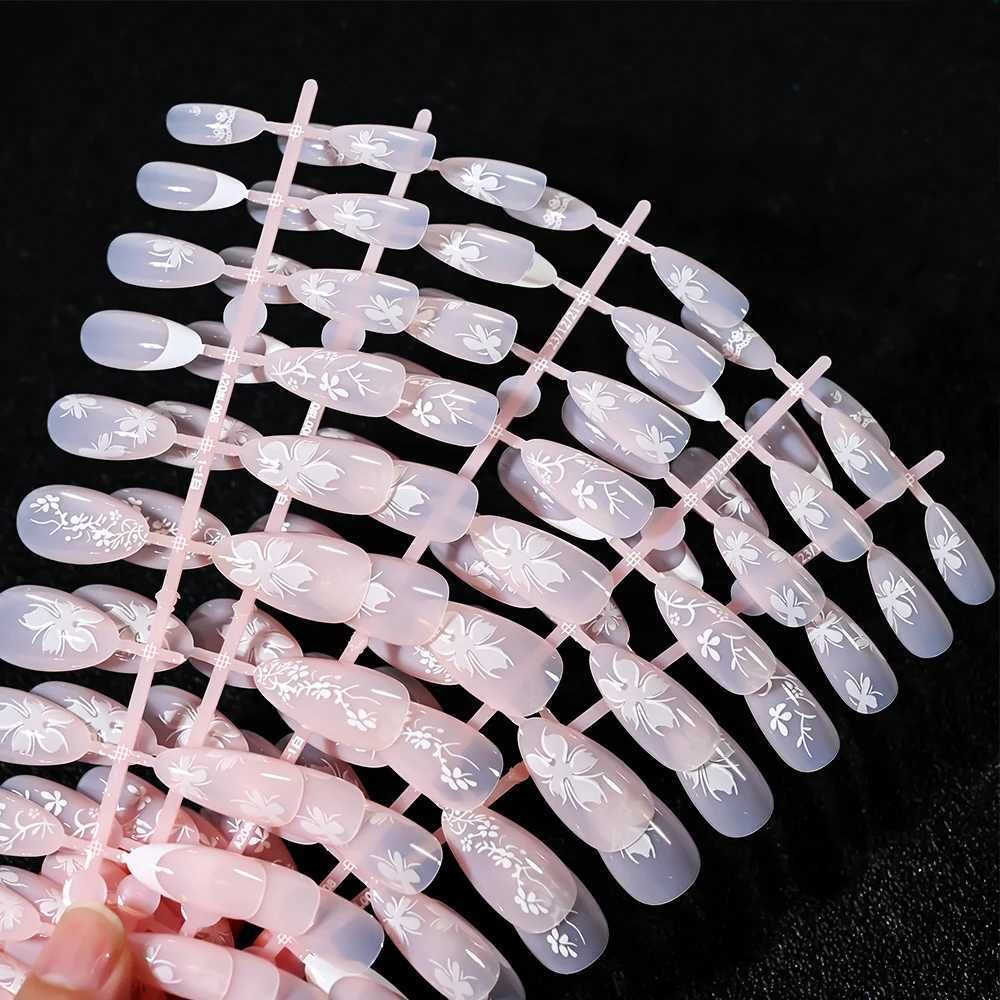 French Gel Nail Tips - 120Pcs French Tip Press On Nails Medium Coffin Ballet Almond Pre-applied Full Fake Nail Tips For ManicureXJ241025