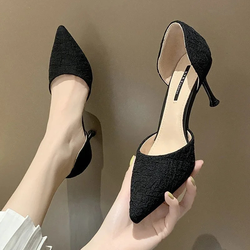 Womens Shoes 2024 Basic Womens High Heels Sexy Party Pump Womens Wrinkles Sliding on Corntoes Super Ultra Thin High Heels Women 241024
