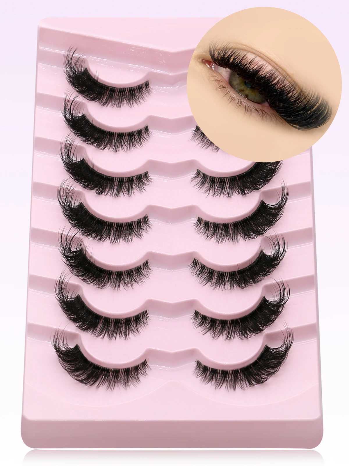 Groinneya feline eyelashes natural long transparent band eyelashes wingtip eyelashes enhanced eyelashes artificial mink eyelashes makeupW241024