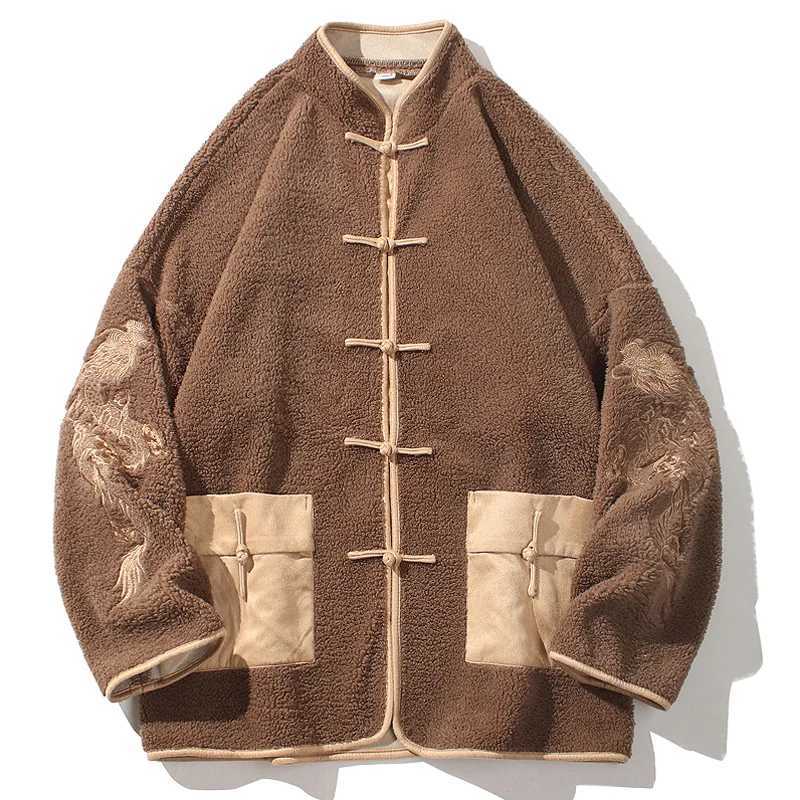 2023 autumn winter mens cashmere cotton padded jacket mens dragon embroidery Parkasmens warm velvet coat Chinese style Parkas W241024
