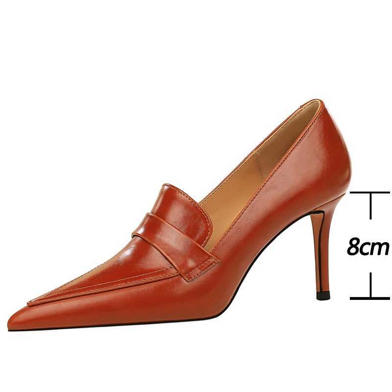 High Quality BIGTREE shoe corner toe womens pump leather shoes high boots Versatile slim high heels elegant womens high heels womens shoes T241024