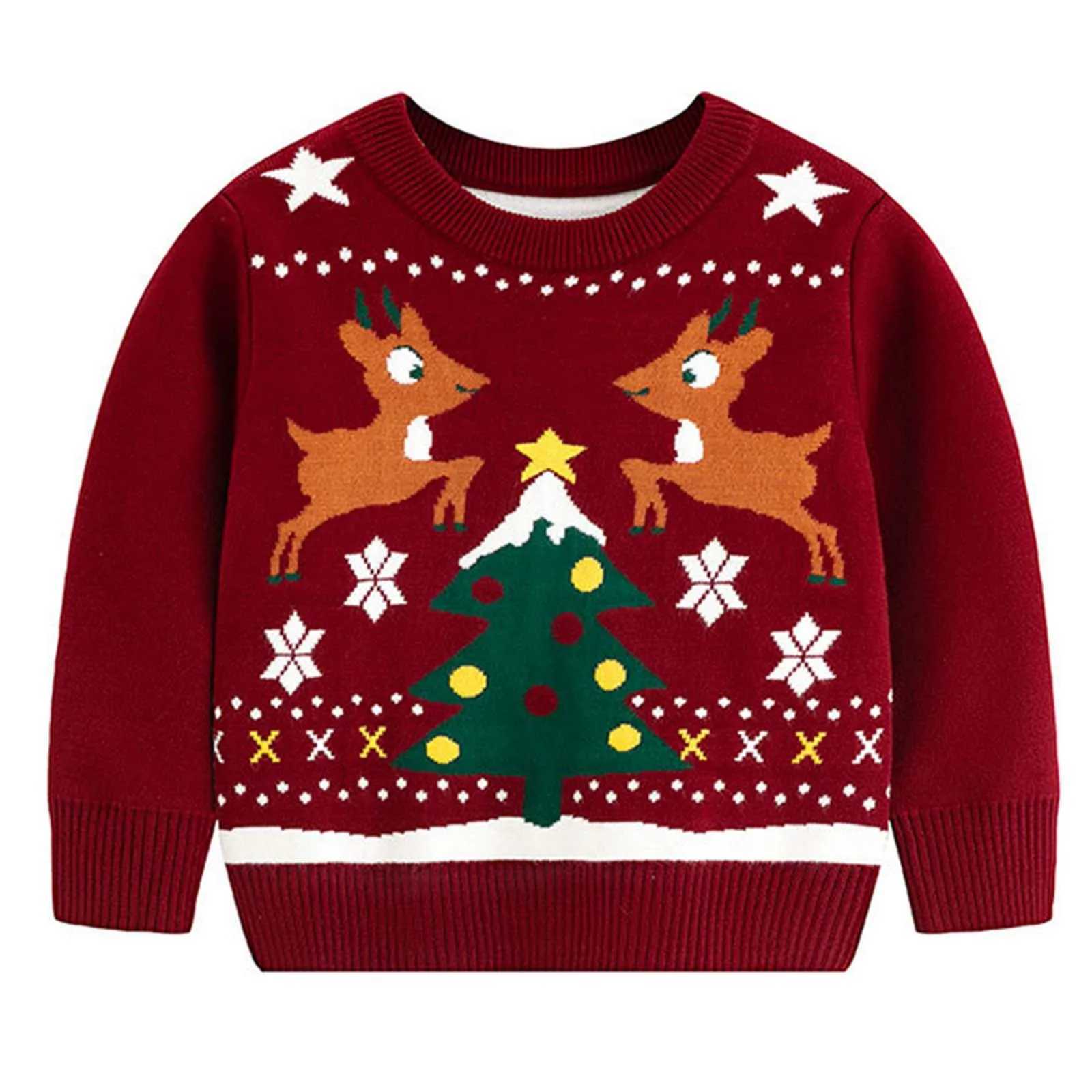 New Autumn Winter Clothing Childrens Christmas Sweater Long Sleeve Deer Knitted Pullover Top Childrens Clothing Boys Sweater Coat W241025