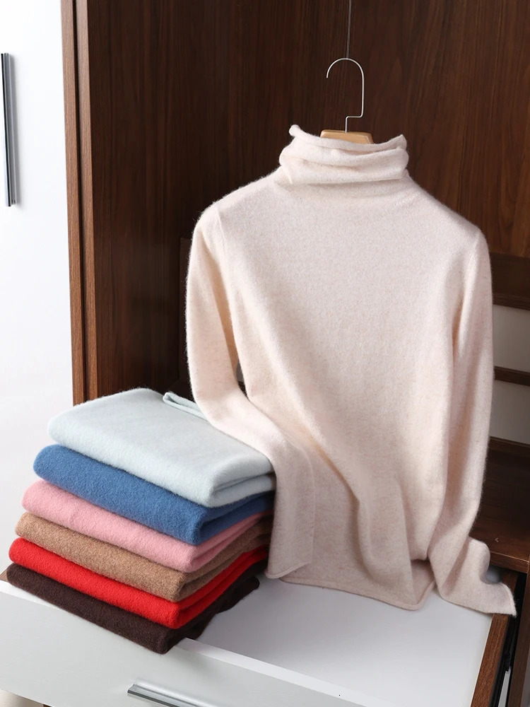 Autumn and Winter Sweater Womens Pile Collar Loose Long Sleeve Pullover High Inner Wool Knitted Bottoming Shirt Top 241021