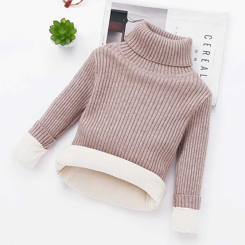 Childrens apron sweater autumn and winter childrens turtle collar knitted zipper baby cotton top pure cotton warm shirt W241025