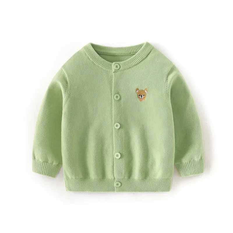 Autumn childrens cardigan wool sweater cotton cartoon printed long sleeved baby boy open seam coat velvet warm knit childrens boy sweater W241025