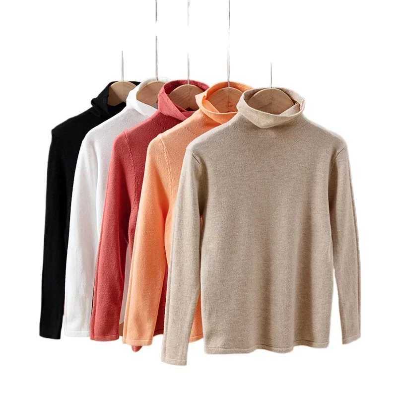 Childrens semi high neck sweater autumn winter underwear 2024 boys and girls underwear inner long sleeved childrens top W241025